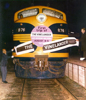 Inaugural departure of The Vinelander from Spencer Street Melbourne in 1972